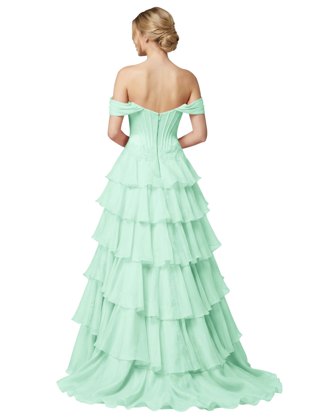 Tiered Off The Shoulder Prom Dress 