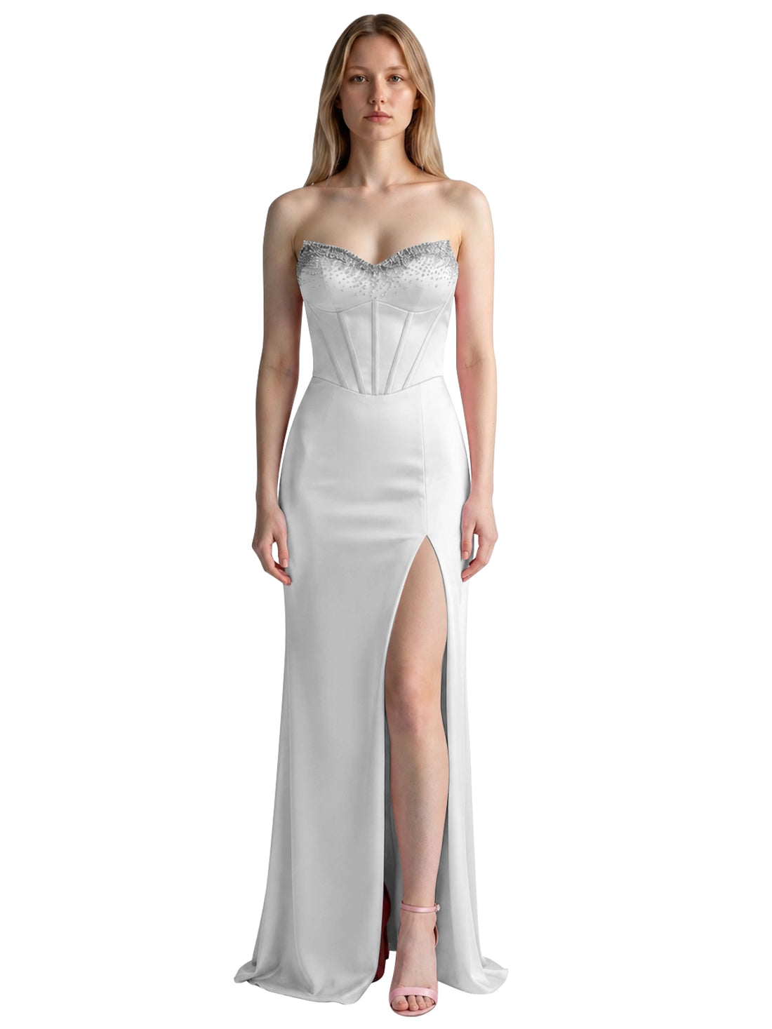 Beaded High Slit Prom Dress 