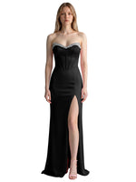 Beaded High Slit Prom Dress 