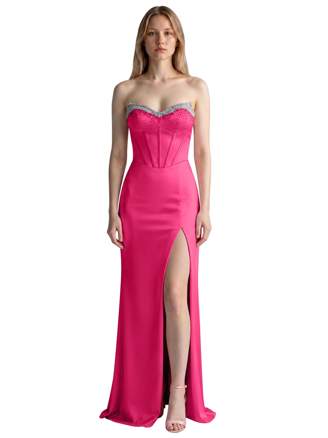 Beaded High Slit Prom Dress 