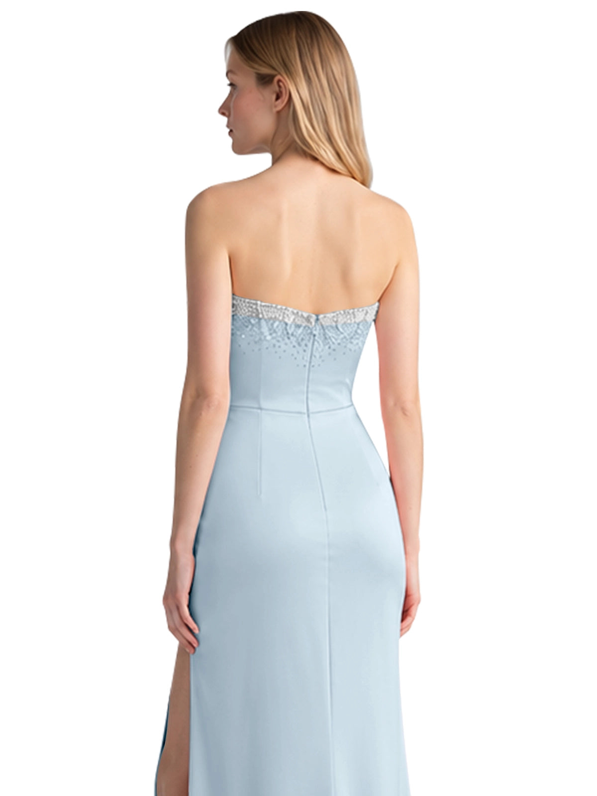Beaded High Slit Prom Dress 