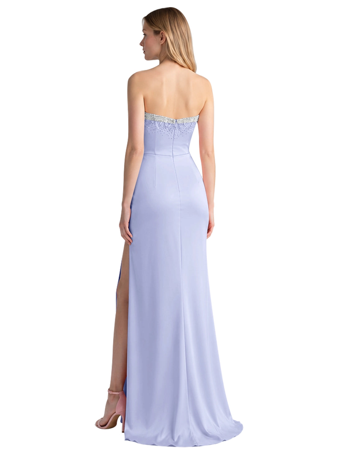Beaded High Slit Prom Dress 