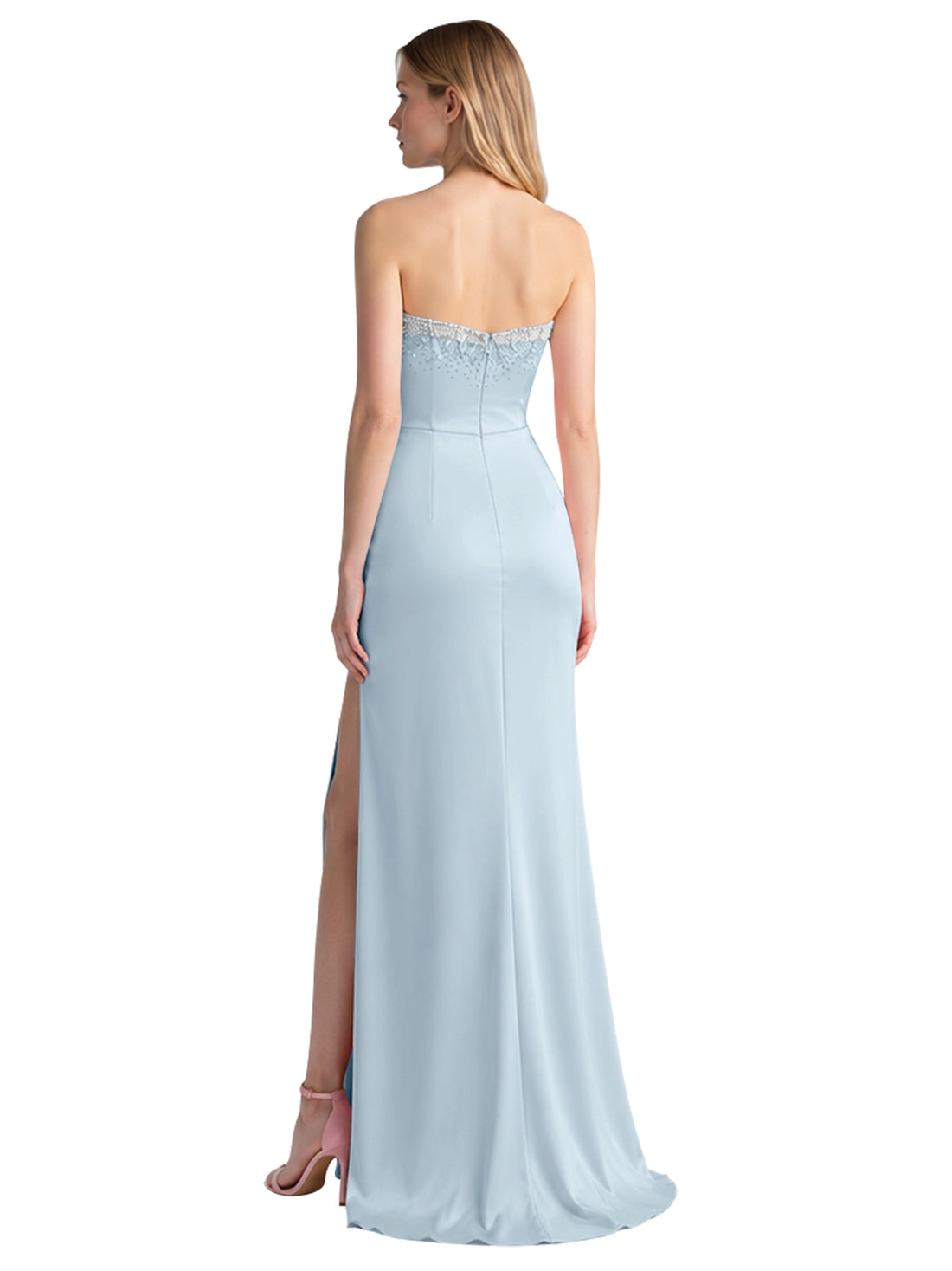 Beaded High Slit Prom Dress 