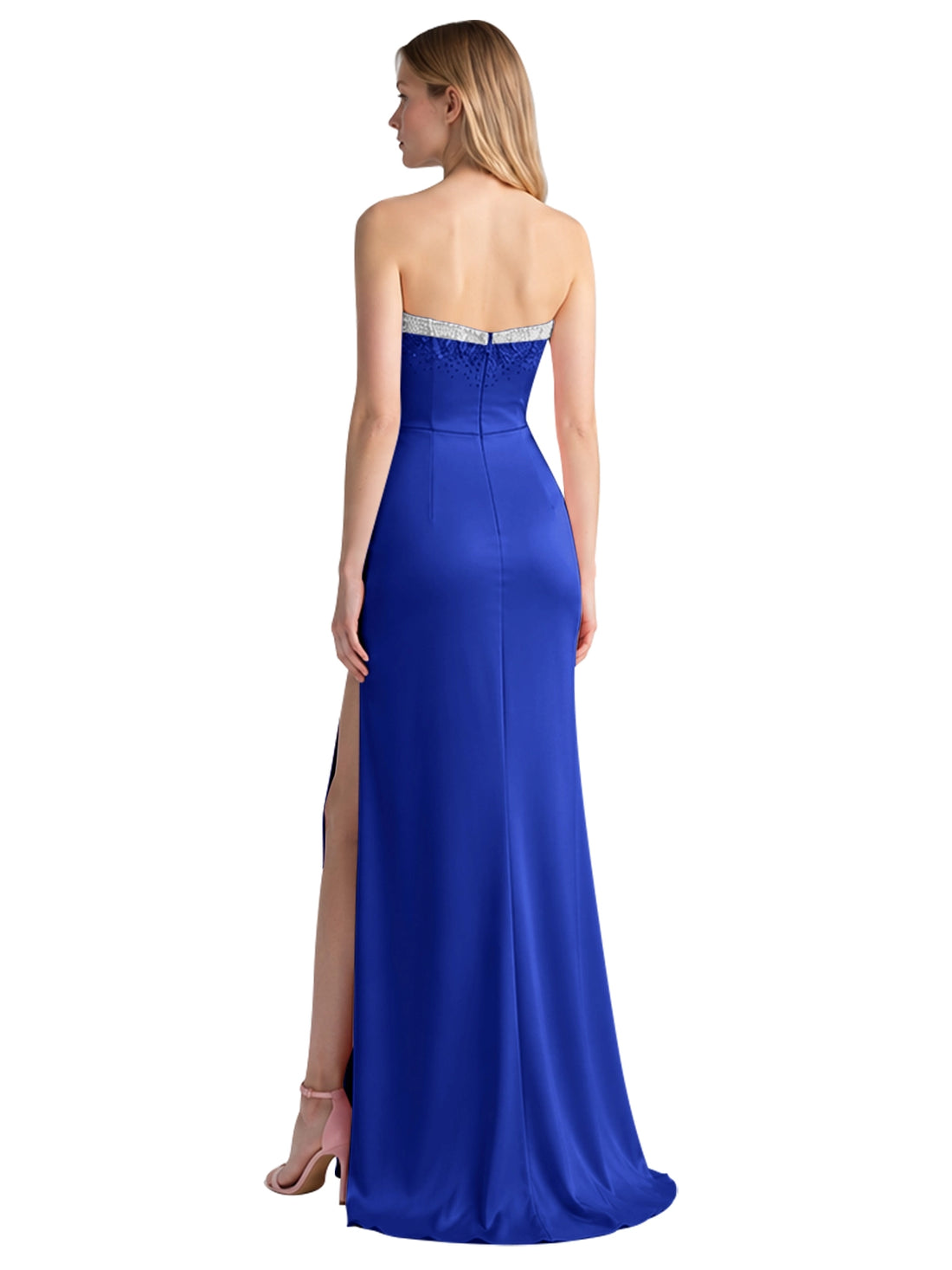 Beaded High Slit Prom Dress 