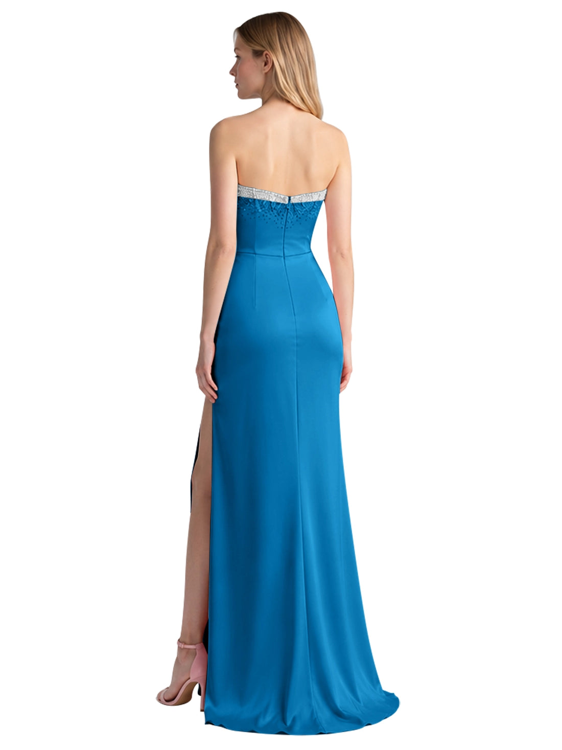 Beaded High Slit Prom Dress 