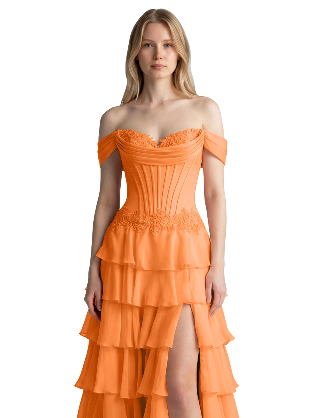 Tiered Off The Shoulder Prom Dress 