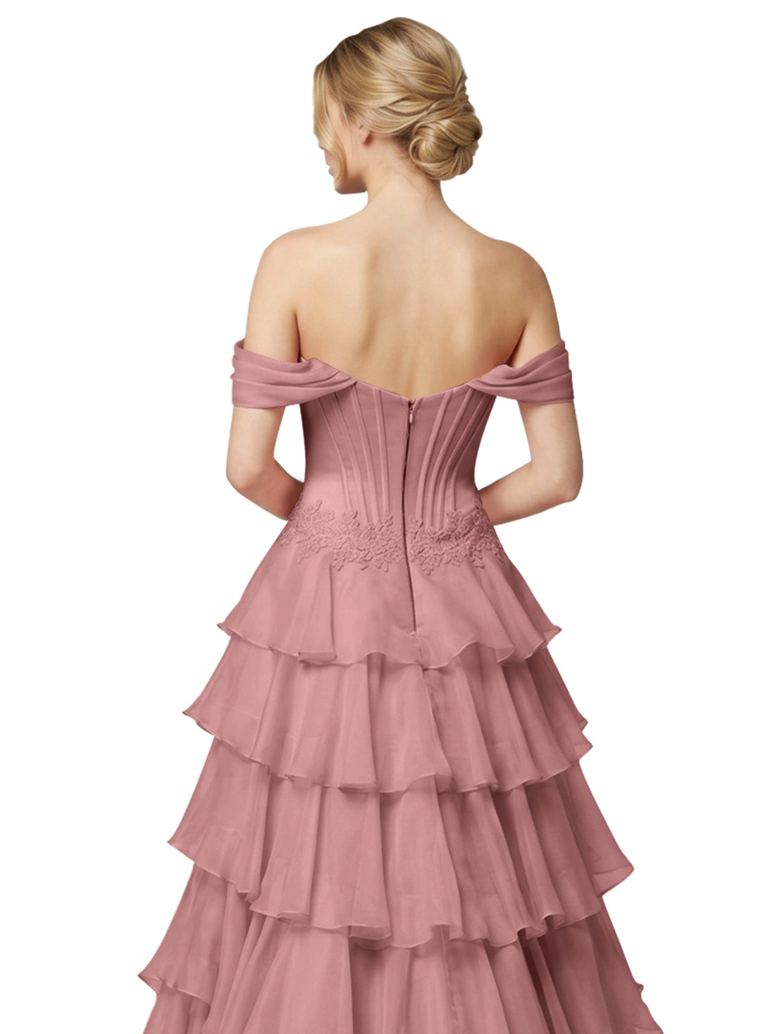 Tiered Off The Shoulder Prom Dress 