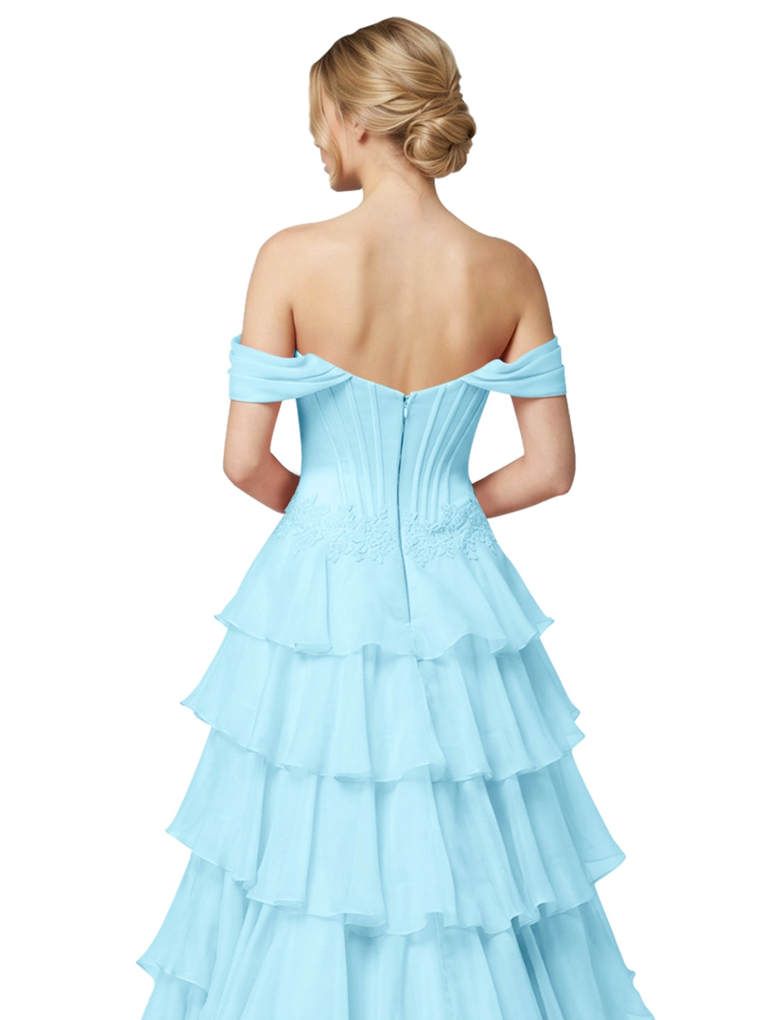 Tiered Off The Shoulder Prom Dress 