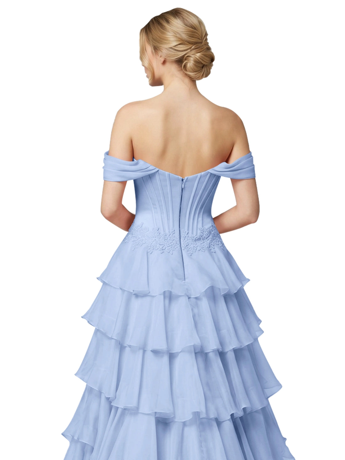 Tiered Off The Shoulder Prom Dress 