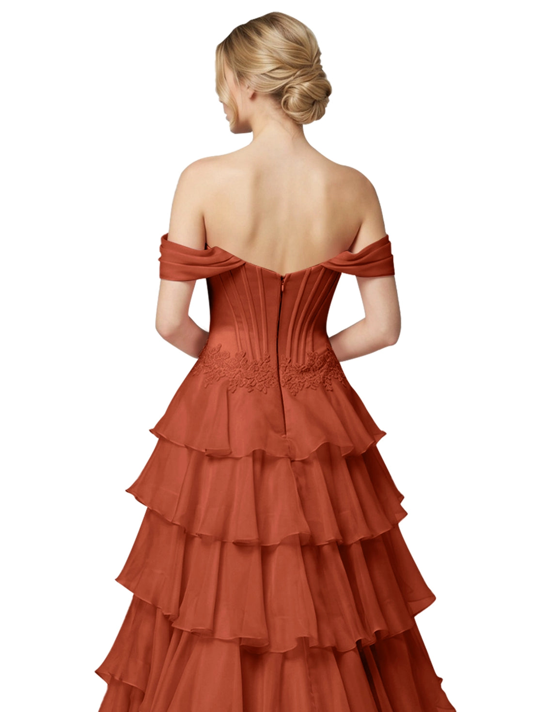 Tiered Off The Shoulder Prom Dress 