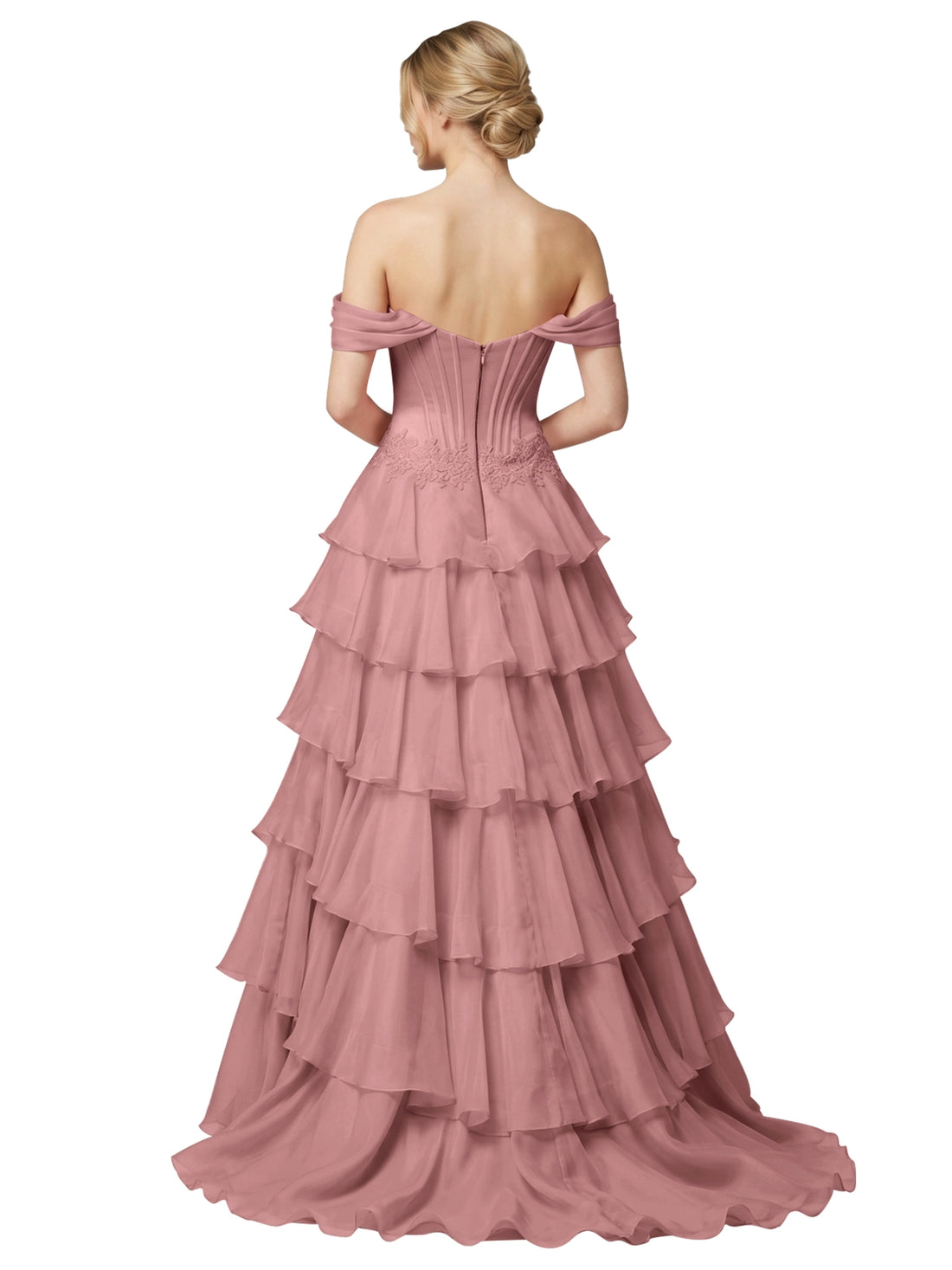 Tiered Off The Shoulder Prom Dress 
