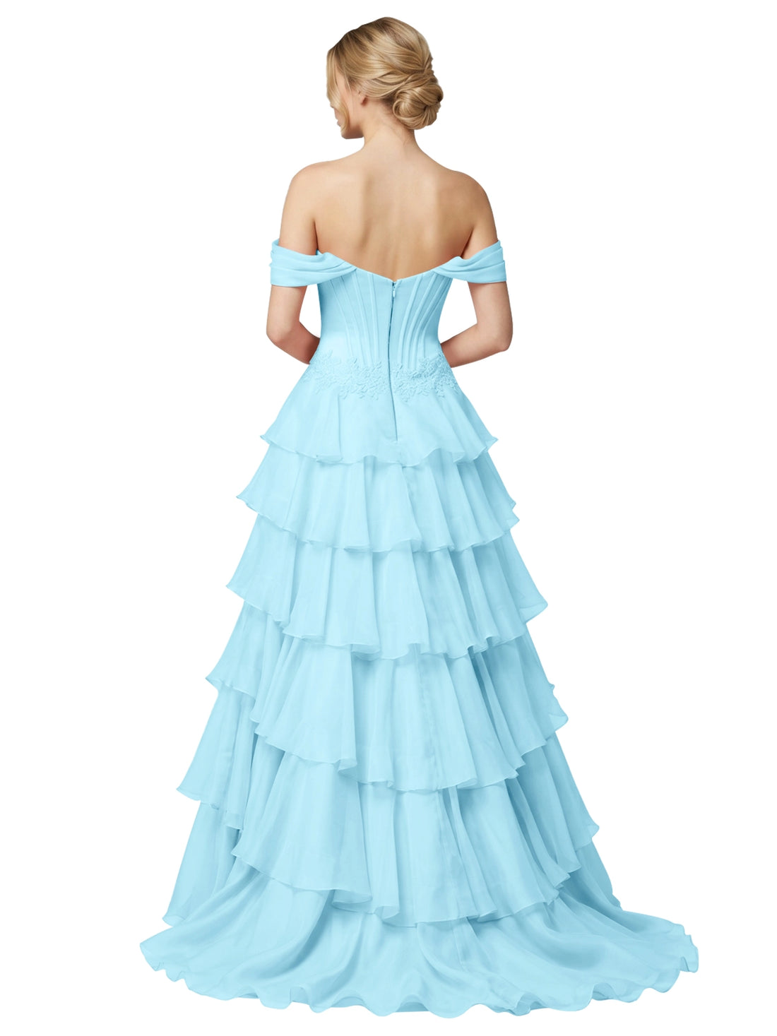 Tiered Off The Shoulder Prom Dress 