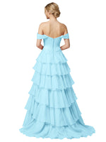 Tiered Off The Shoulder Prom Dress 