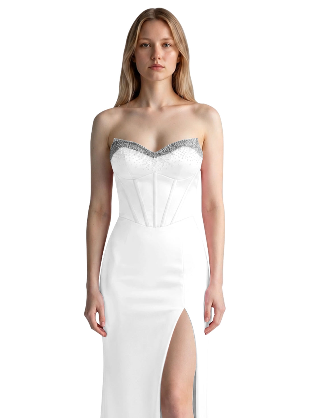 Beaded High Slit Prom Dress 