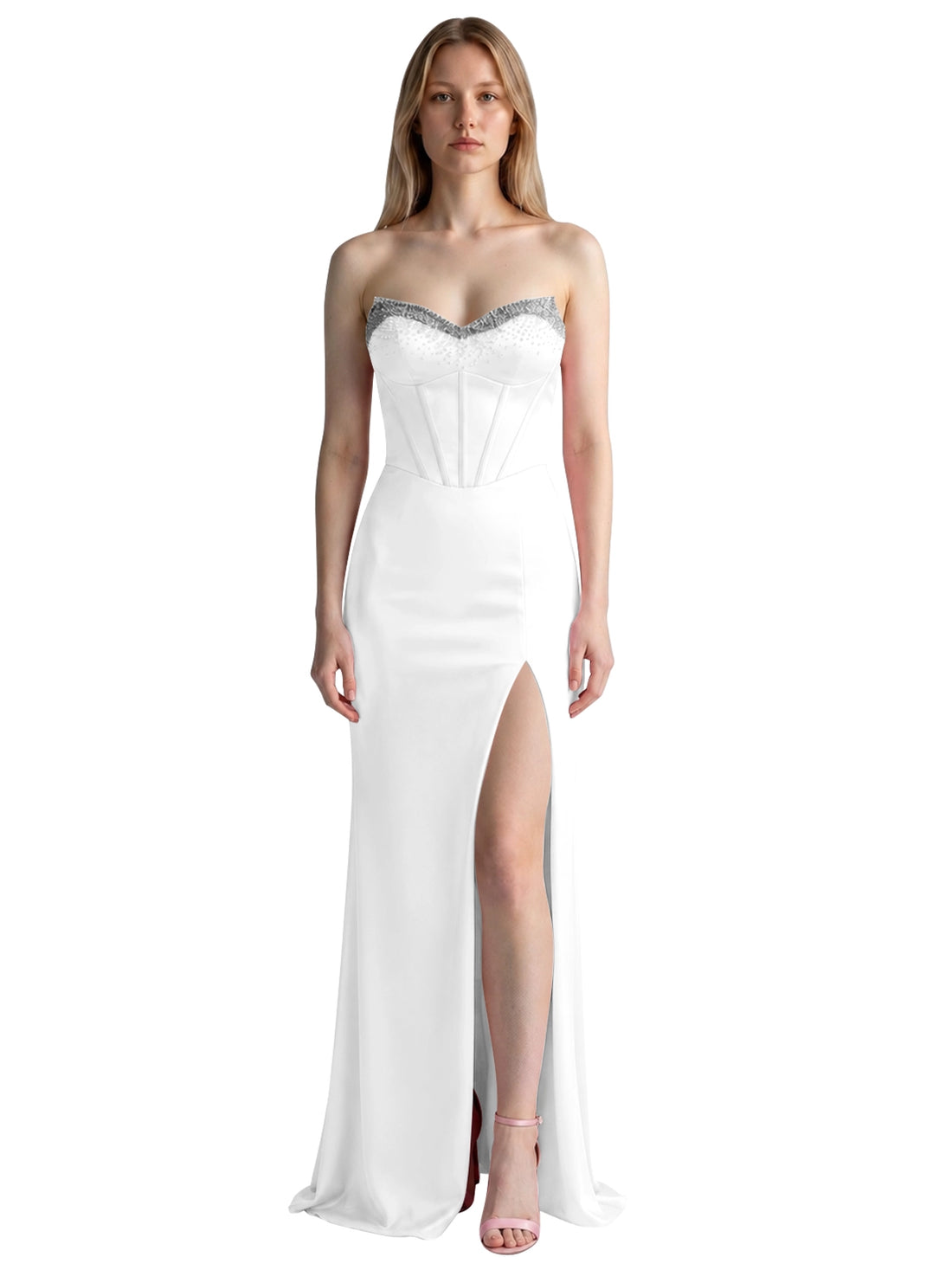 Beaded High Slit Prom Dress 