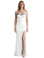 Beaded High Slit Prom Dress 