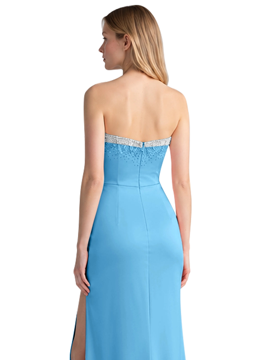Beaded High Slit Prom Dress 