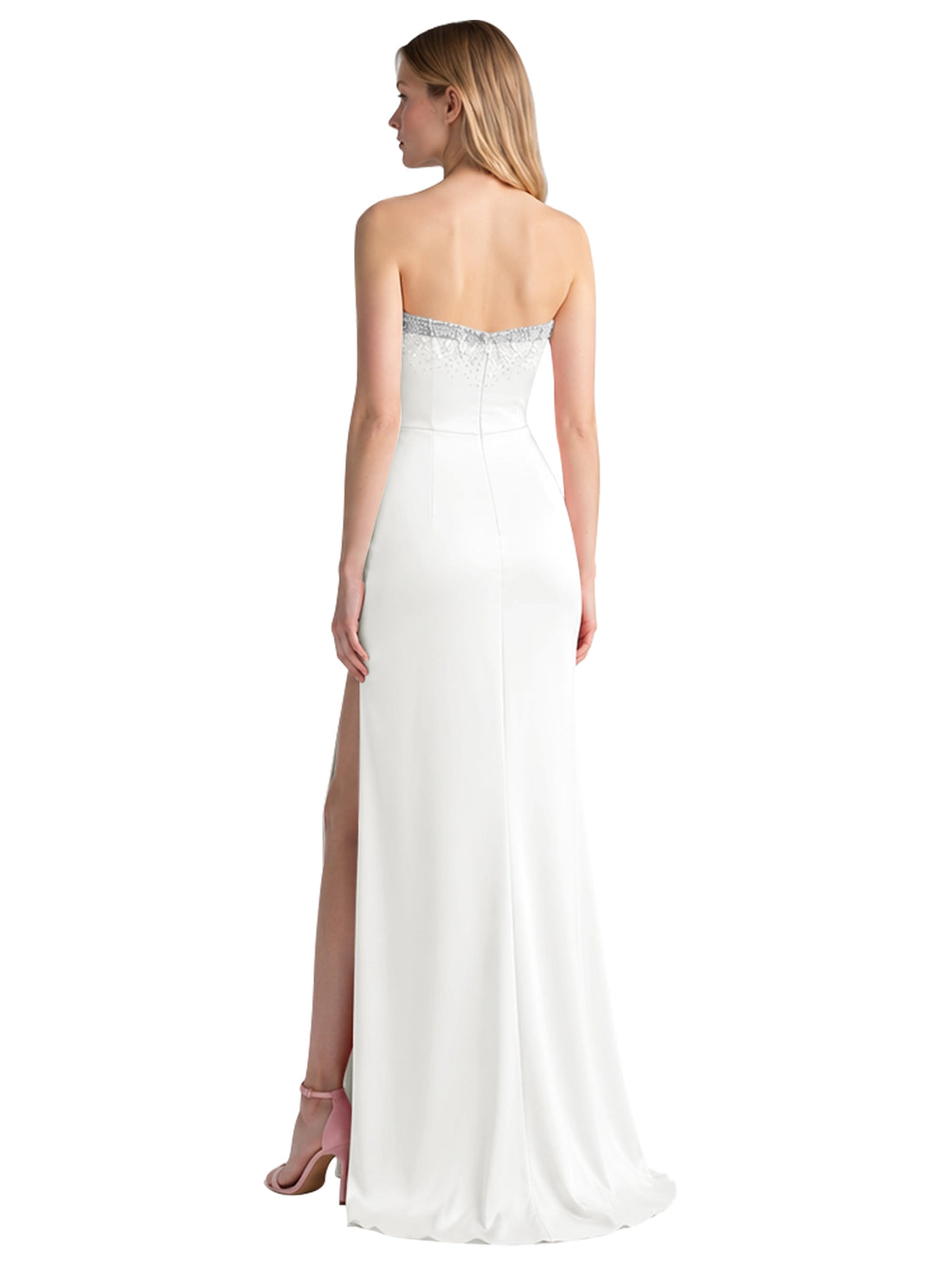 Beaded High Slit Prom Dress 