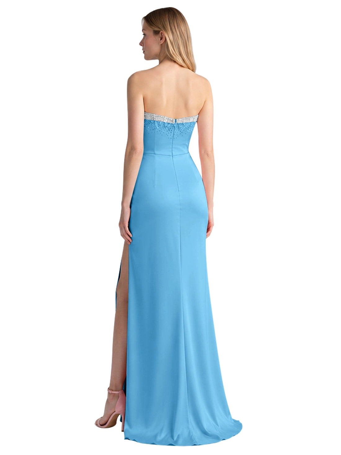 Beaded High Slit Prom Dress 