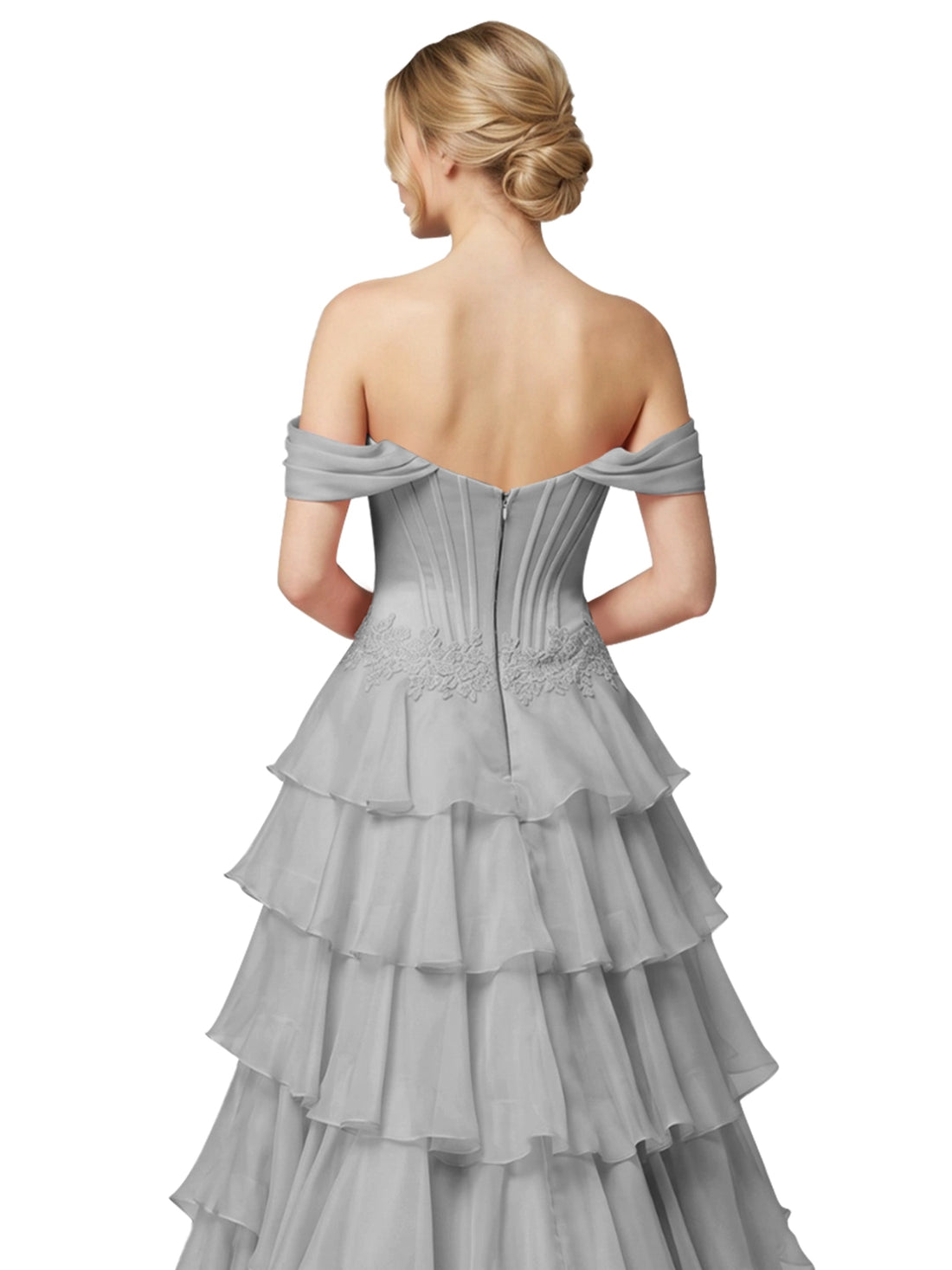 Tiered Off The Shoulder Prom Dress 