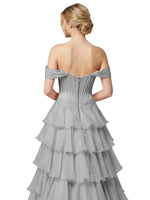 Tiered Off The Shoulder Prom Dress 