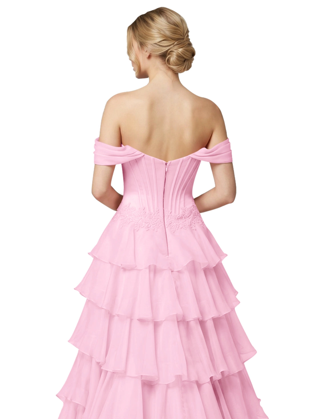 Tiered Off The Shoulder Prom Dress 