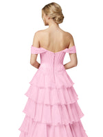 Tiered Off The Shoulder Prom Dress 