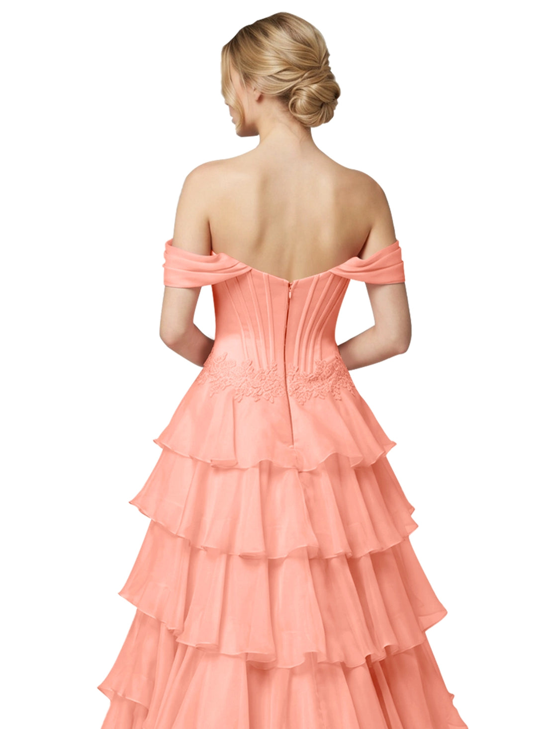 Tiered Off The Shoulder Prom Dress 