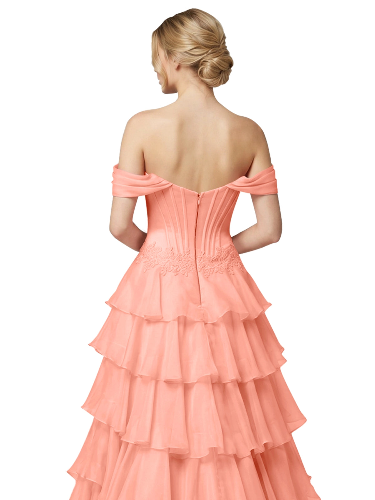 Tiered Off The Shoulder Prom Dress 