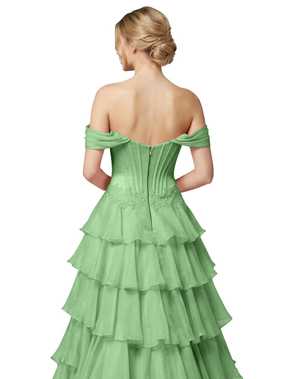 Tiered Off The Shoulder Prom Dress 