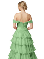 Tiered Off The Shoulder Prom Dress 