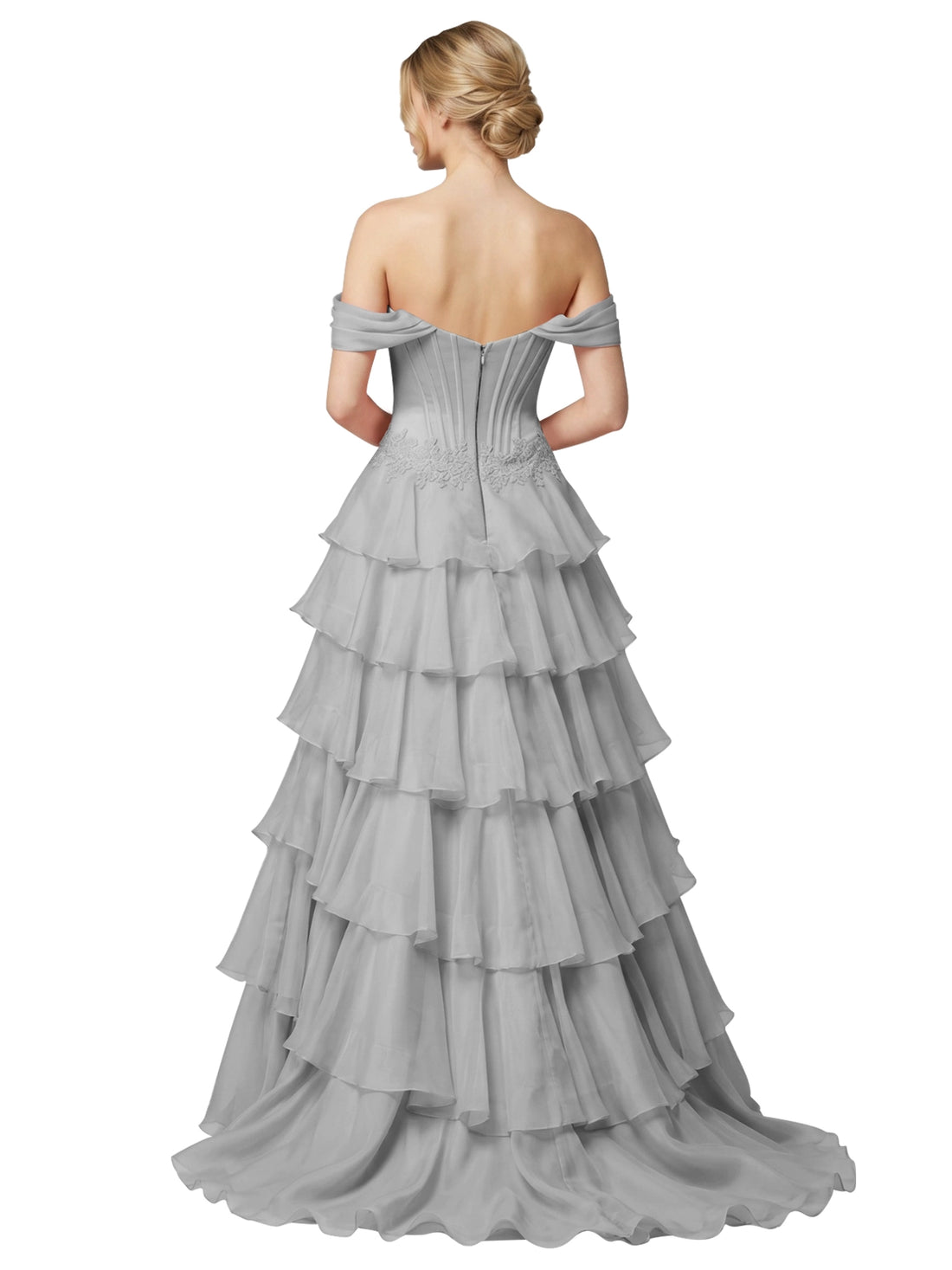 Tiered Off The Shoulder Prom Dress 