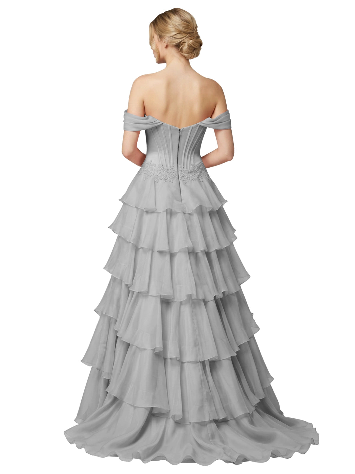 Tiered Off The Shoulder Prom Dress 