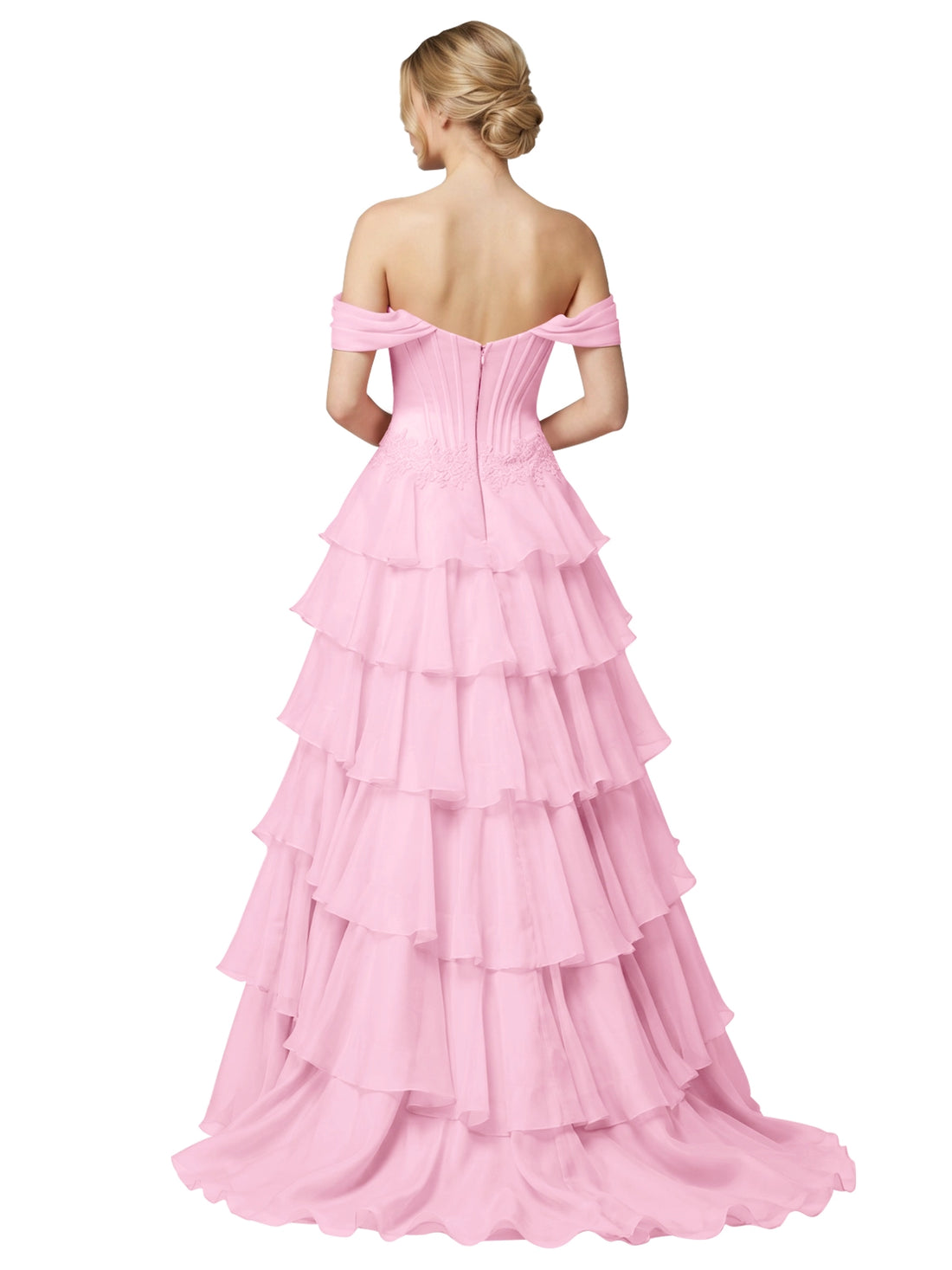 Tiered Off The Shoulder Prom Dress 