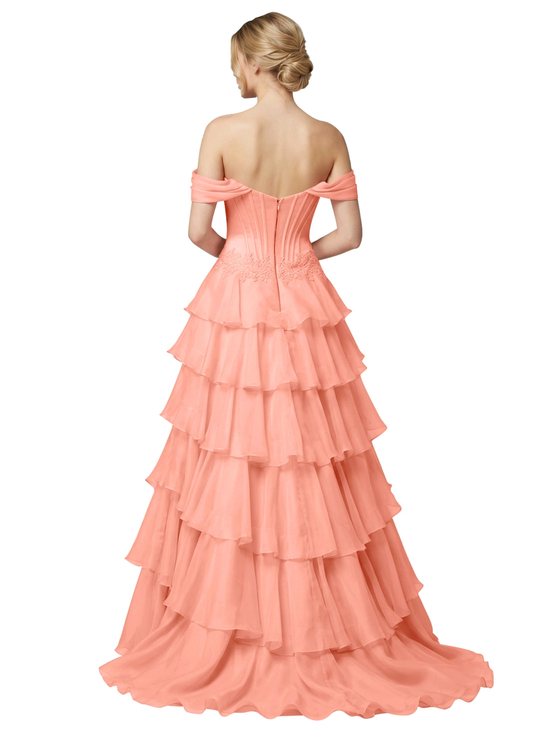 Tiered Off The Shoulder Prom Dress 
