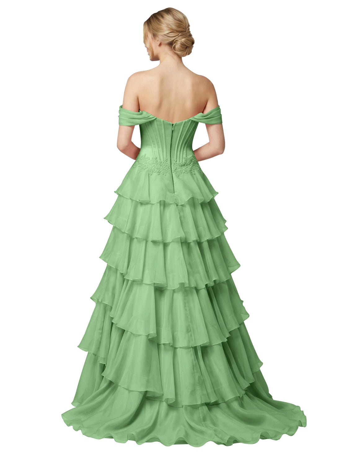 Tiered Off The Shoulder Prom Dress 