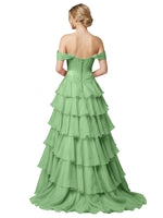 Tiered Off The Shoulder Prom Dress 