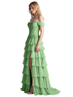 Tiered Off The Shoulder Prom Dress 