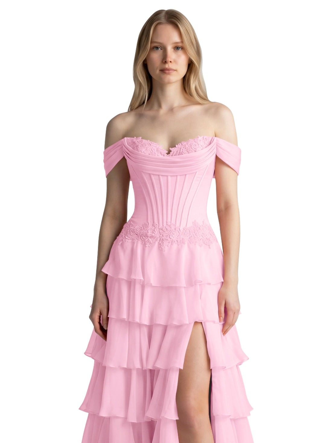 Tiered Off The Shoulder Prom Dress 