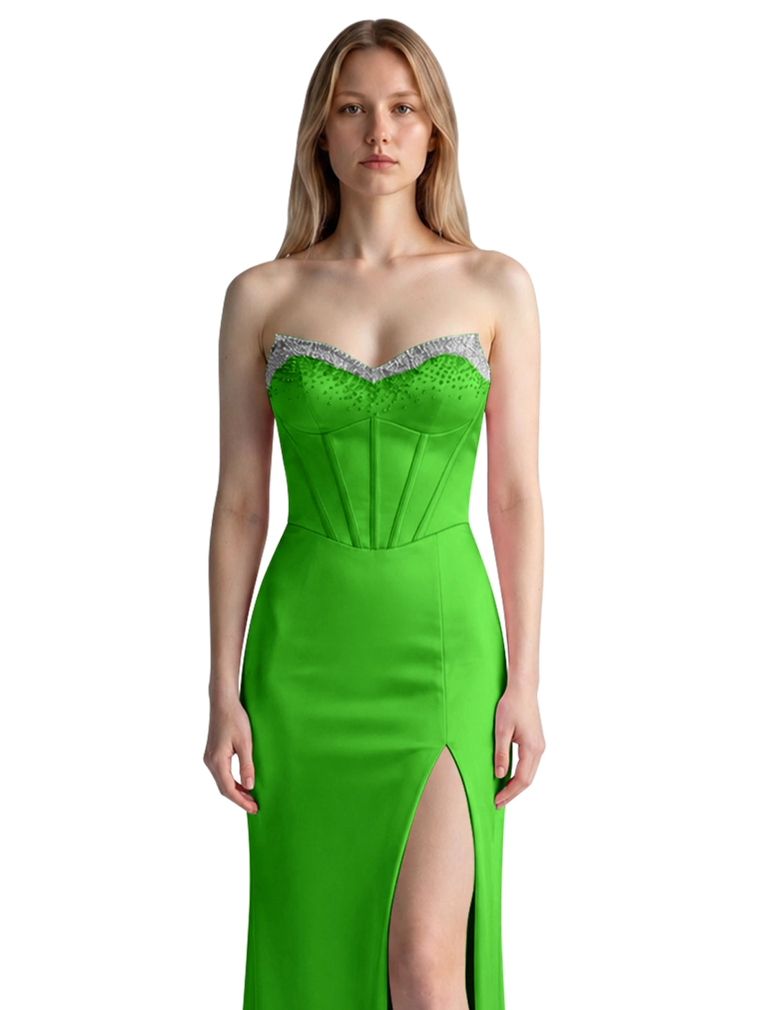 Beaded High Slit Prom Dress 
