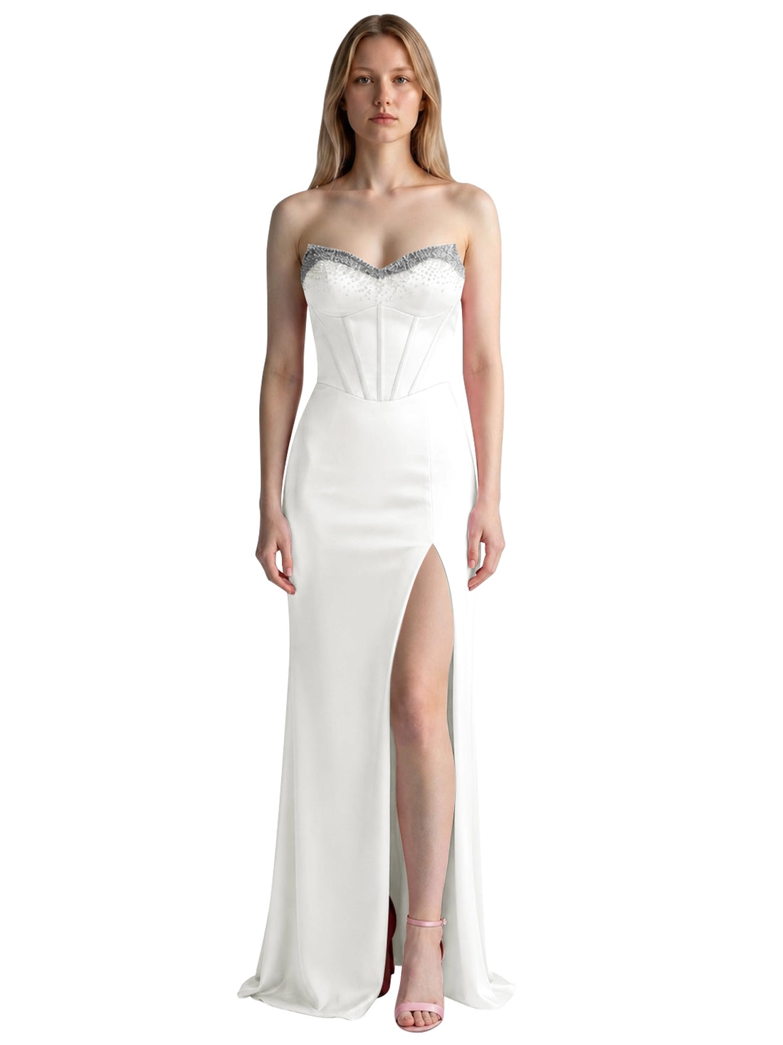 Beaded High Slit Prom Dress 