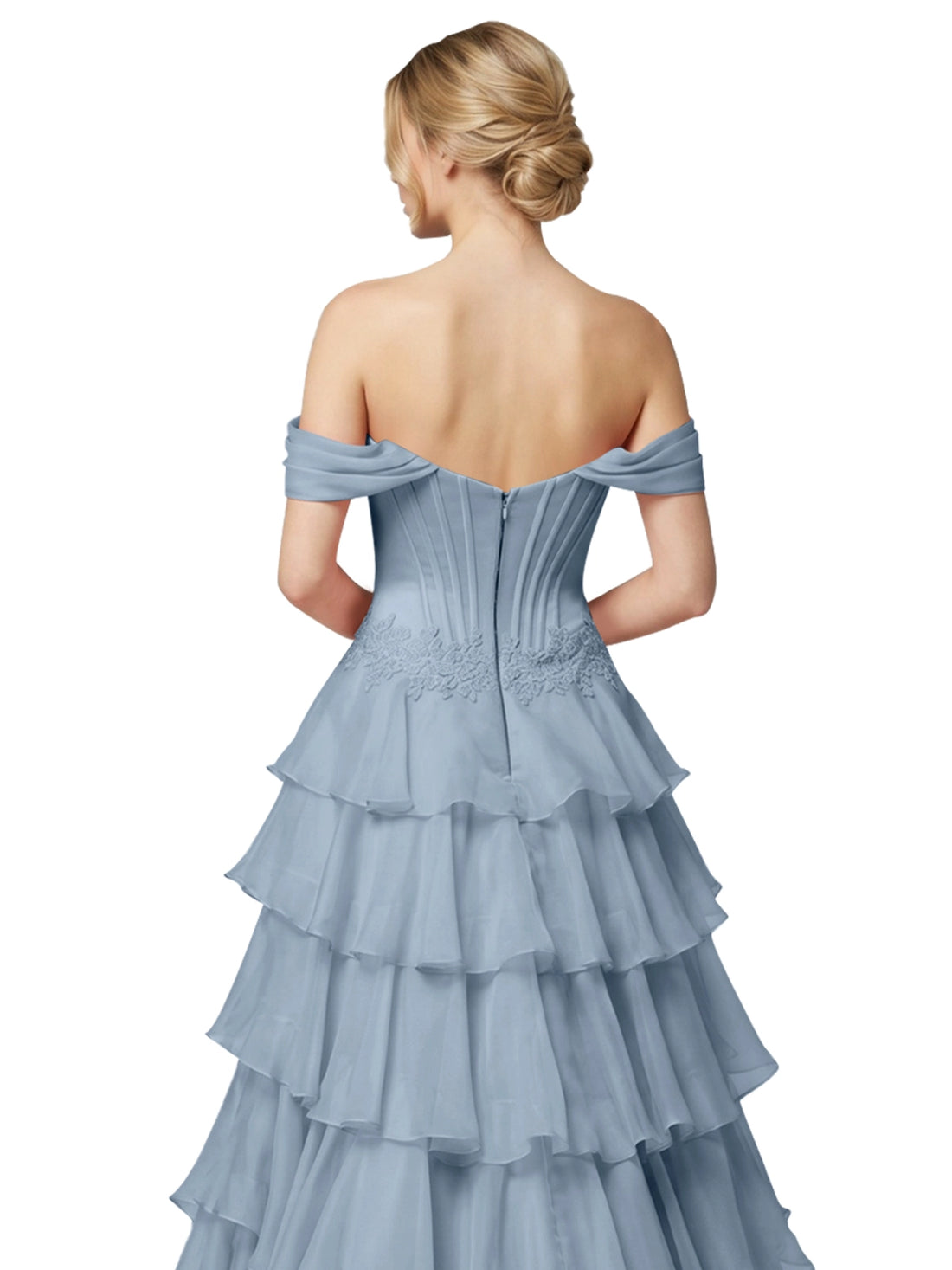 Tiered Off The Shoulder Prom Dress 