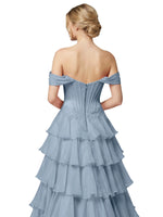 Tiered Off The Shoulder Prom Dress 