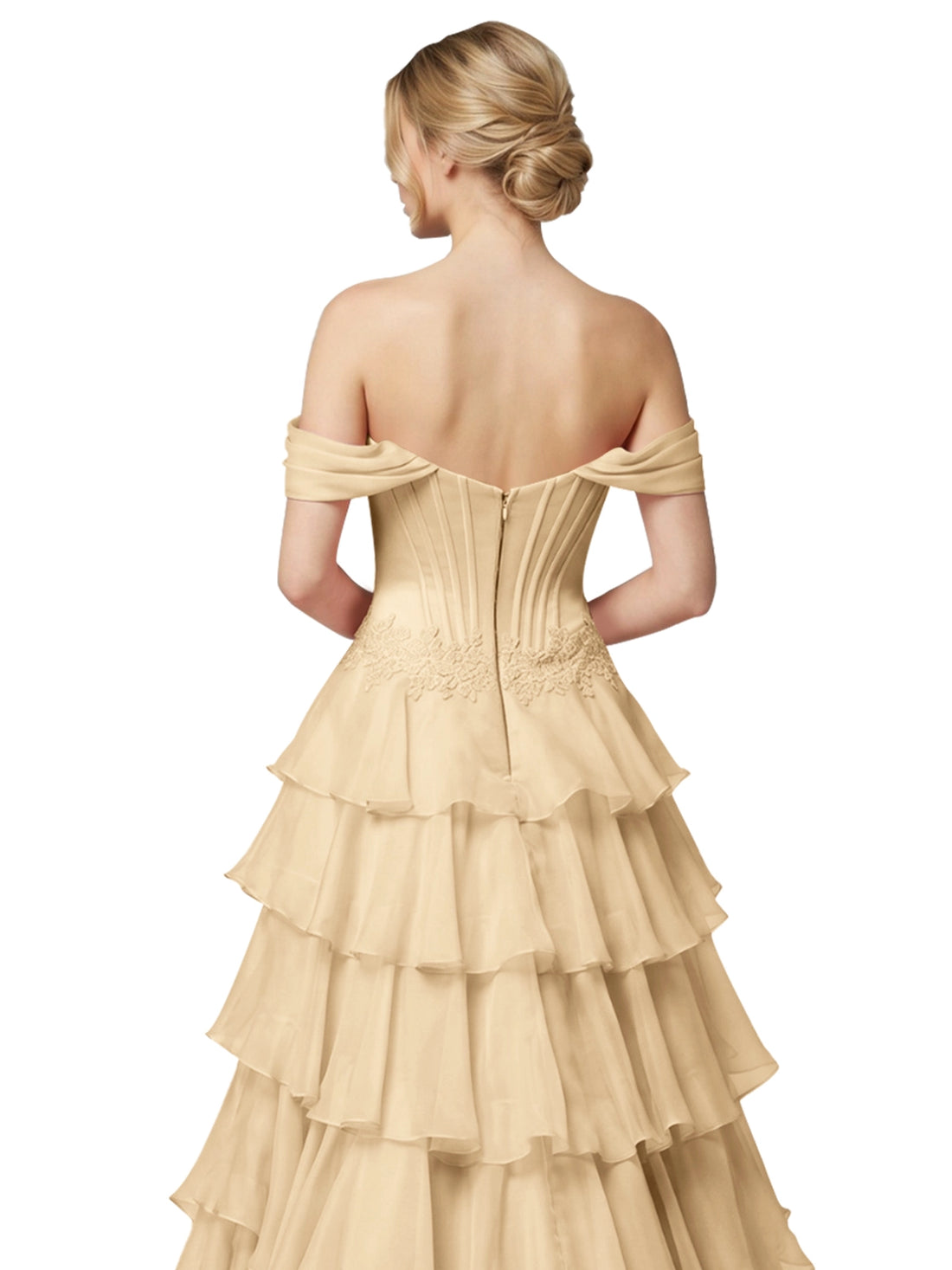 Tiered Off The Shoulder Prom Dress 