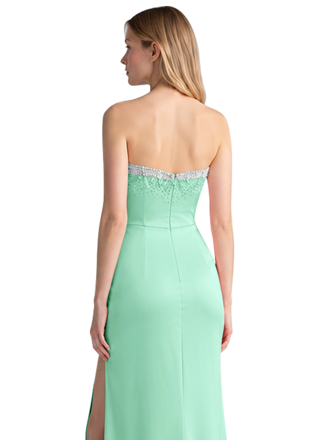 Beaded High Slit Prom Dress 