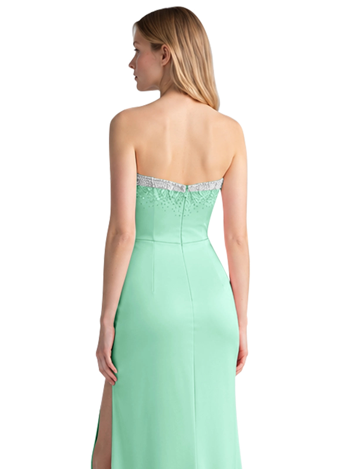 Beaded High Slit Prom Dress 