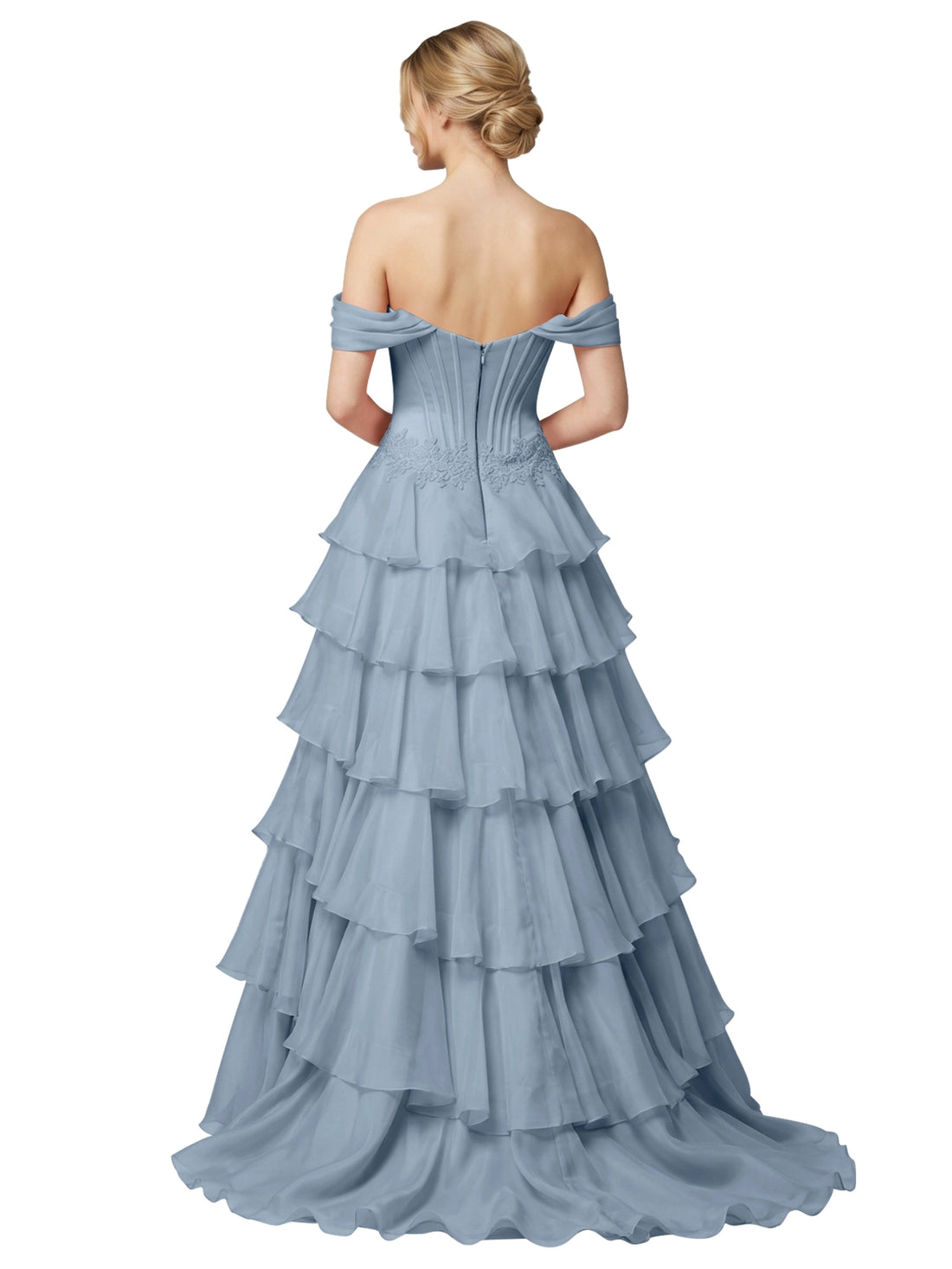 Tiered Off The Shoulder Prom Dress 