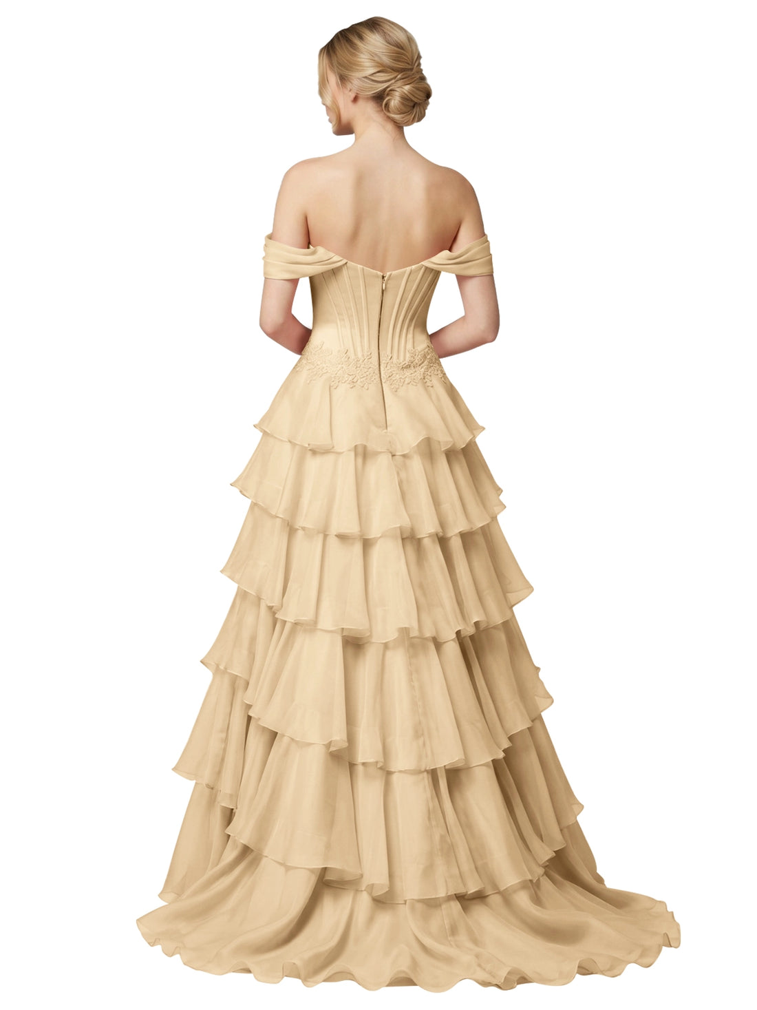 Tiered Off The Shoulder Prom Dress 
