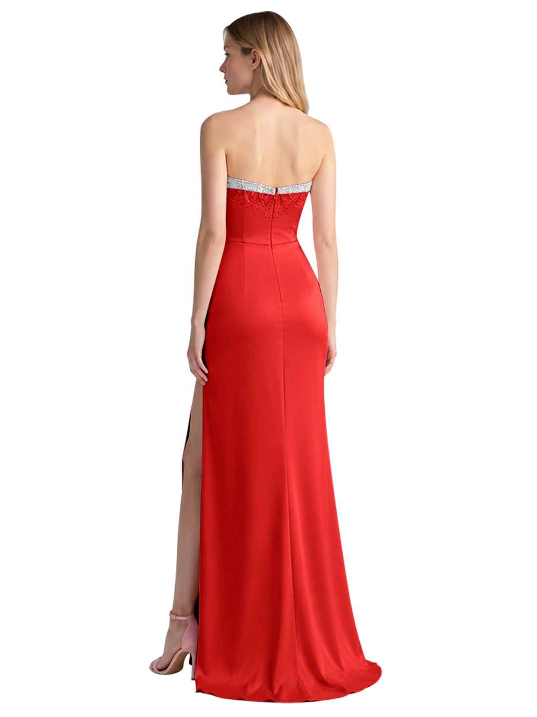 Beaded High Slit Prom Dress 