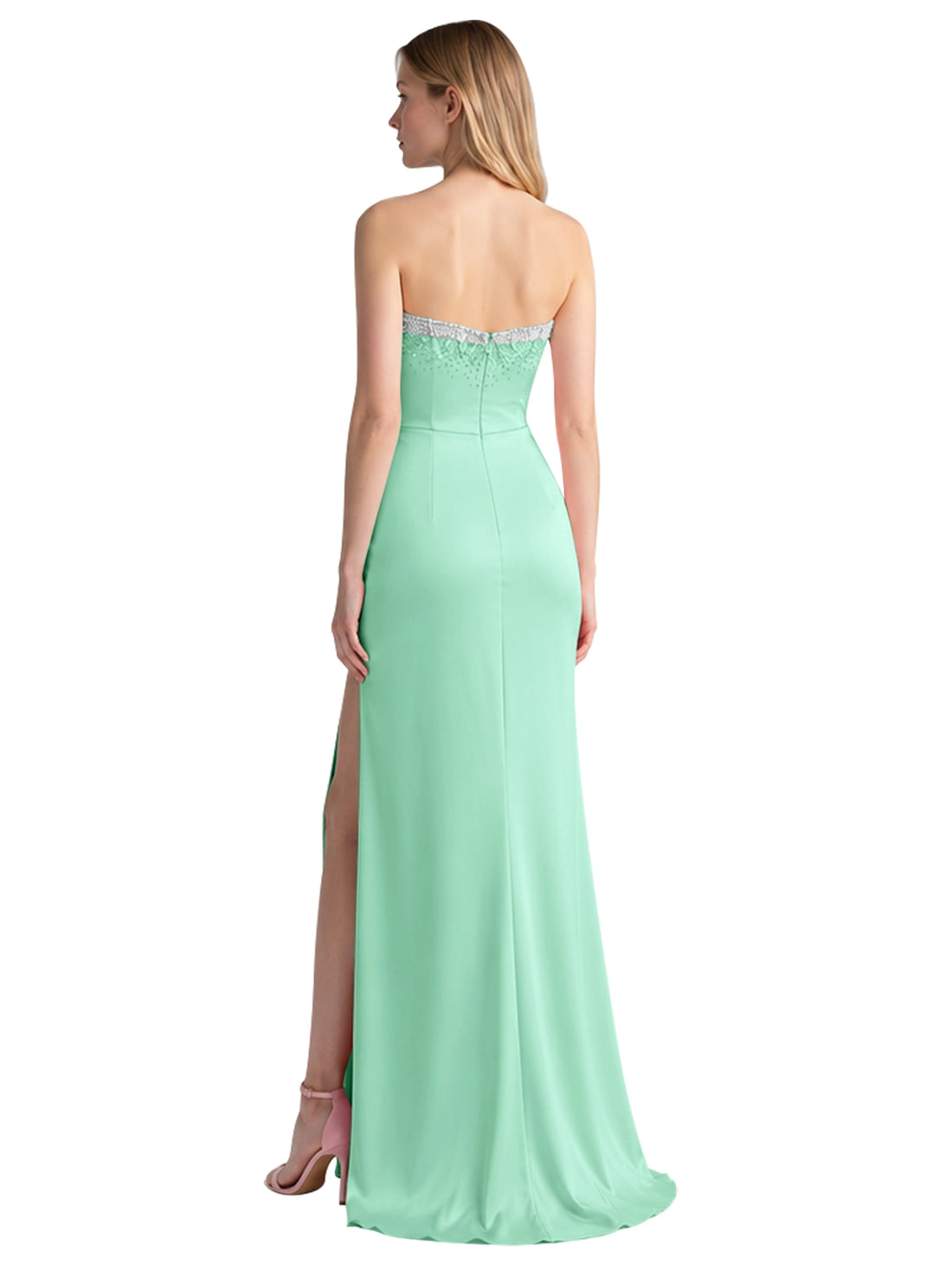 Beaded High Slit Prom Dress 